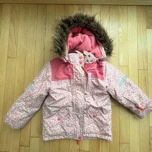 Mini Boden Pink Leopard Print Kids Jacket all weather waterproof coat